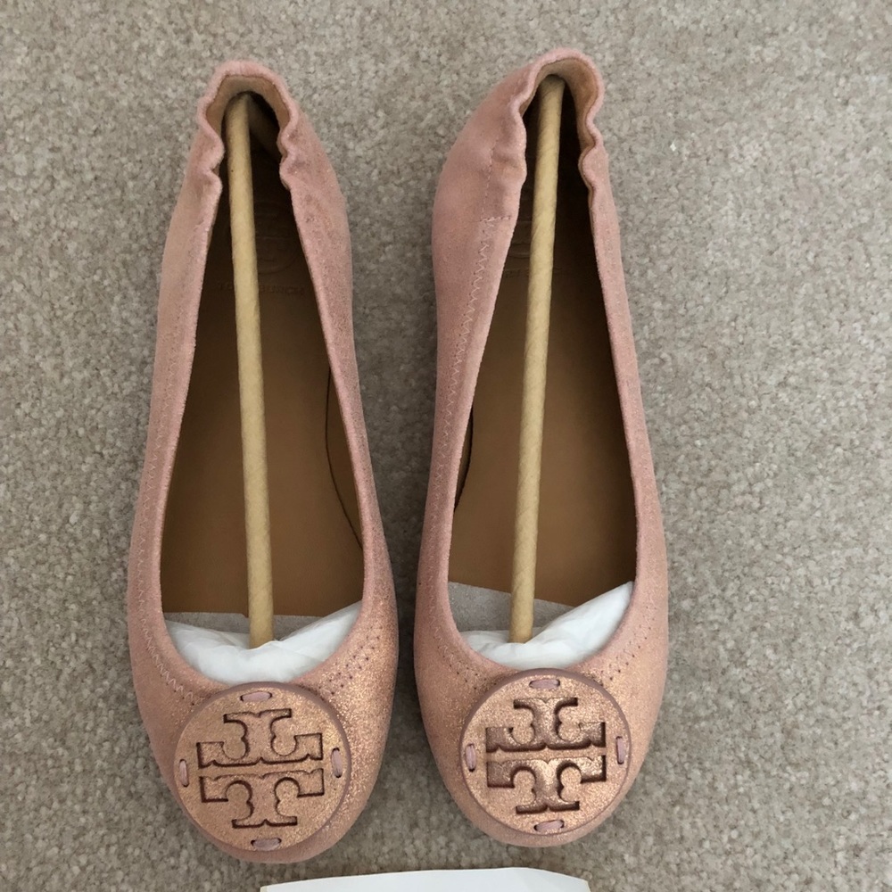 Tory Burch Minnie Ballerina Flats Rose Gold Sz 5